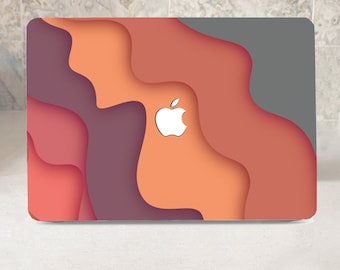 Colorful Ombre Waves Illustration Painting Hard Case MacBook Air Pro 13 14 15 16 Laptops Abstract Overlay Art Design Rubberized Cover+Keypad