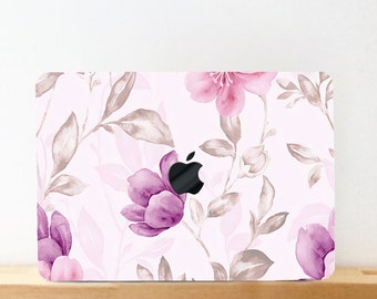 Lavender Floral Painting Hard Case MacBook Air Pro 13 14 15 16 Touch Retina Watercolor Twig Leaf Botanical Wall Art Rubberized Cover+Keypad