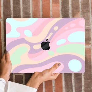 Rainbow Painting Hard Case MacBook Air Pro 13 14  15 16 Touch Retina Abstract Dot Stripe Artwork Aesthetic Rubberized Shell +Keyboard Cover