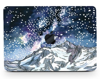 Snowing Mountains Scene Painting Hard Case MacBook Pro 13 15 16 2020 Touch Bar ID Retina Landscape Rubberized Shell MacBook Air Keypad Cover