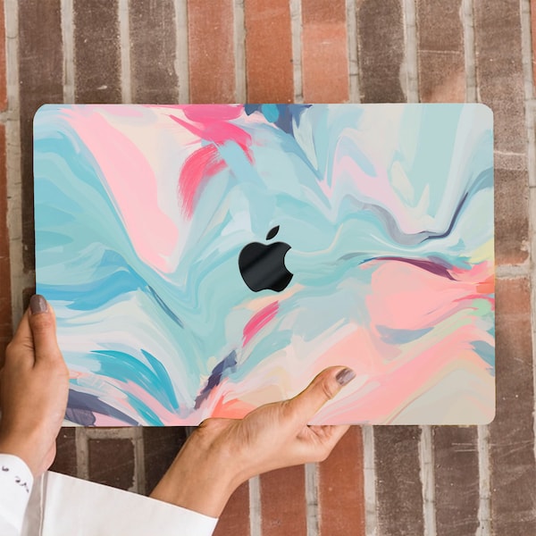 Abstract Artistic Printing Hard Case MacBook Air Pro 13 14 15 16 Touch Retina Watercolor Art Hardshell Rubberized Liquid Vein+Keyboard Cover