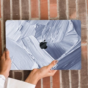 Navy Brush Oil Palette Painting Hard Case MacBook Pro 13 2020 15 16 Retina Minimalism Lines Rubberized Shell MacBook Air M1+Keyboard Cover