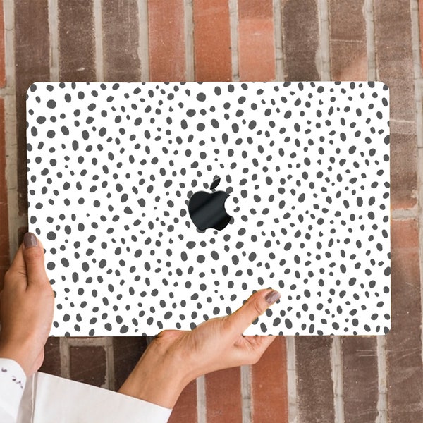 Minimal Black Dots Painting Hard Rubberized Case MacBook Air Pro 13 14 15 16 Laptops White Background Speckles Abstract Print + keypad Cover