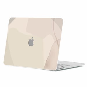 Soft Beige Colors Lines Painting Hard Case MacBook Air Pro 13 14 15 16 Touch Retina Abstract Stripes Laptop Rubberized Shell +Keyboard Cover