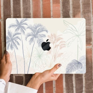 Elegant Coconut Trees Drawing Painting Hard Case MacBook Pro Air 13 15 16 Touch Retina Tropical Leaf Plant Printing Shell+ Keyboard Cover