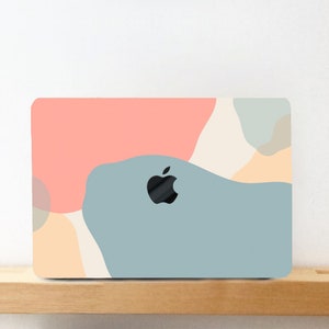 Blue Pink Oval Circles Abstract Painting Hard Case MacBook Pro Air 13 14 15 16 Touch Retina Modern Stripes Dots Rubberized Cover+Keyboard