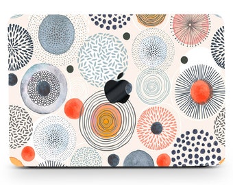 Cercles colorés peinture étui rigide MacBook Pro 13 15 16 Touch Retina Seamless Doodles Art Dots Caoutchouté MacBook Air 2020 Clavier Couverture