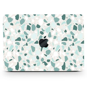 Terrazzo Green Painting Hard Case MacBook Pro Air 13 14 15 16 Touch Retina Crushed Marble Flooring Class Chips Print Rubberized+Keypad Cover