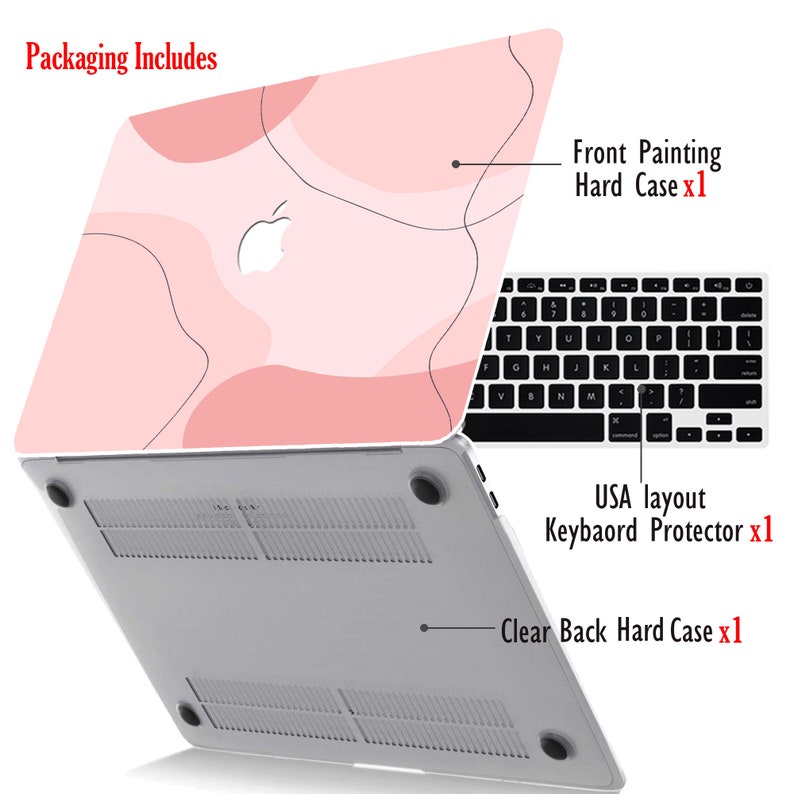 Gradual Aesthetic Lines Drawing Printing Hard Case MacBook Pro Air 13 14 15 16 Retina Pink Hand Drawing Wavy Rubberized Coverkb image 5