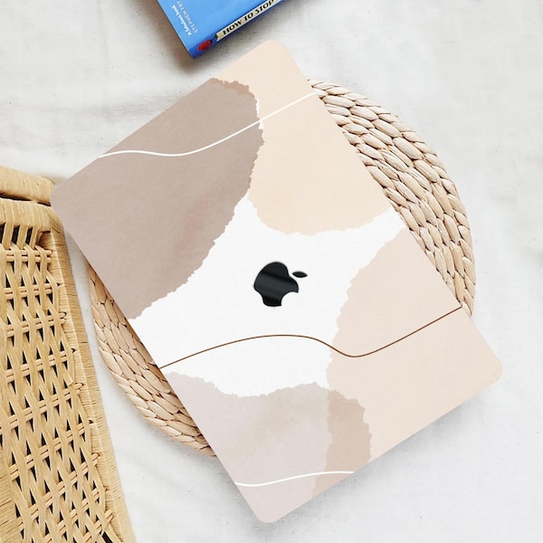 Beige Aquarell MacBook Hülle mit Tastatur