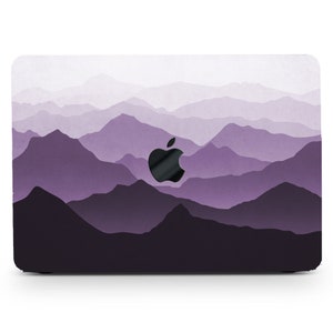 Simple Mountains Graphic Painting Hard Case MacBook Pro 13 2023 15 16 Touch Retina Gradual Purple Mountains Rubberized MacBook Air KB Cover