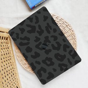 Gray Black Leopard Painting Hard Case+kb for MacBook Air Pro 13 2025 14 15 16 Touch Retina Animal Cheetah Grey Print Rubberized Mac Cover