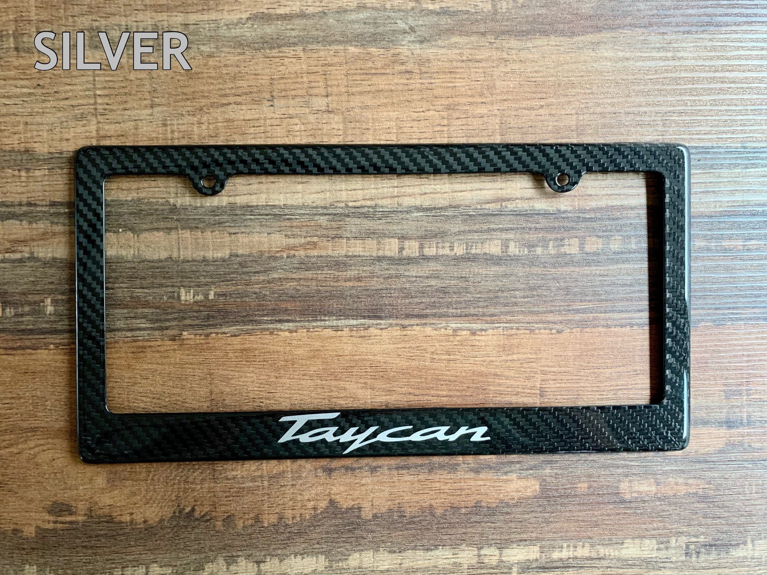 Carbon Fiber License Plate Frame w/ Taycan logo ANY COLOR Etsy