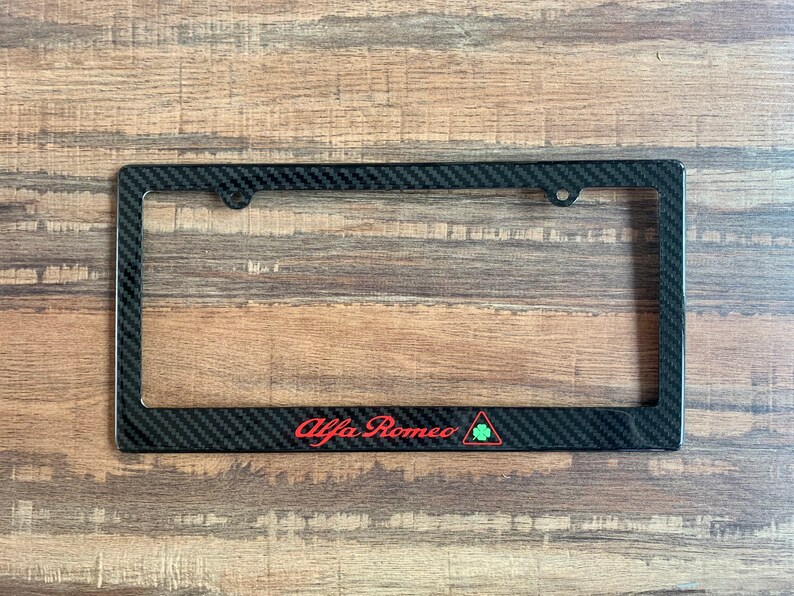 Carbon Fiber License Plate Frame w/ Alfa Romeo logo Etsy