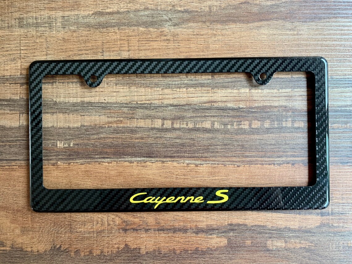 Carbon Fiber License Plate Frame w/ PORSCHE Cayenne Etsy