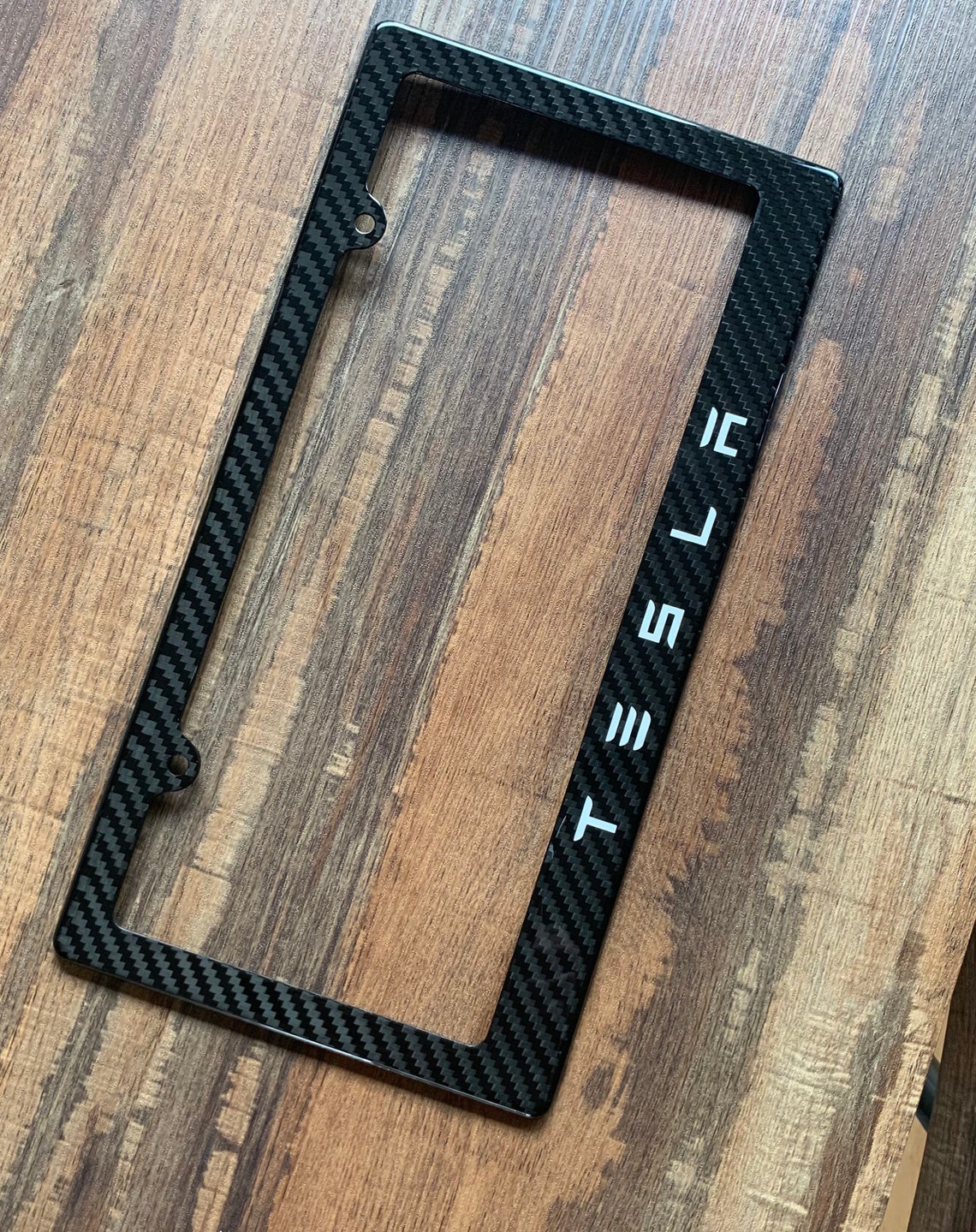 Carbon Fiber License Plate Frame w/ TESLA logo ANY COLOR Etsy