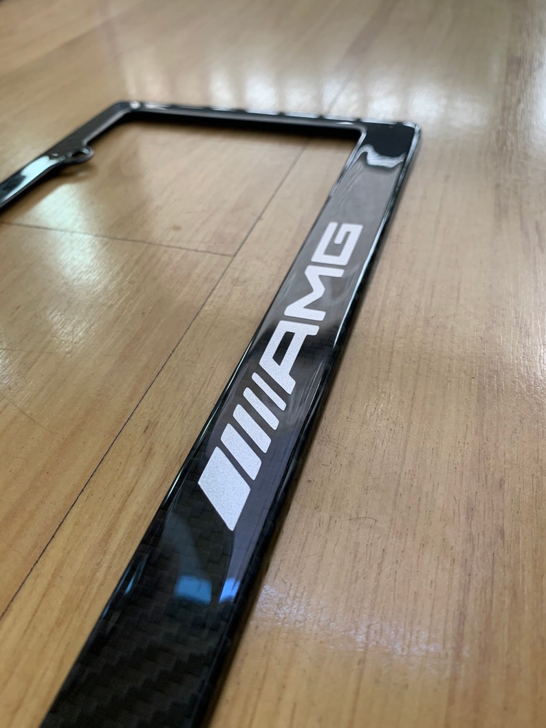 Carbon Fiber License Plate Frame w/ AMG logo ANY COLOR Etsy