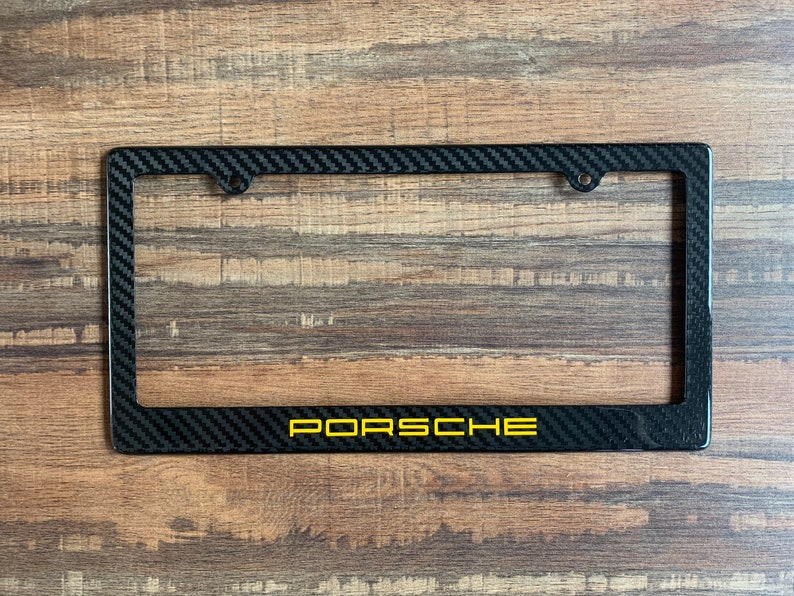 Carbon Fiber License Plate Frame w/ PORSCHE logo ANY COLOR Etsy
