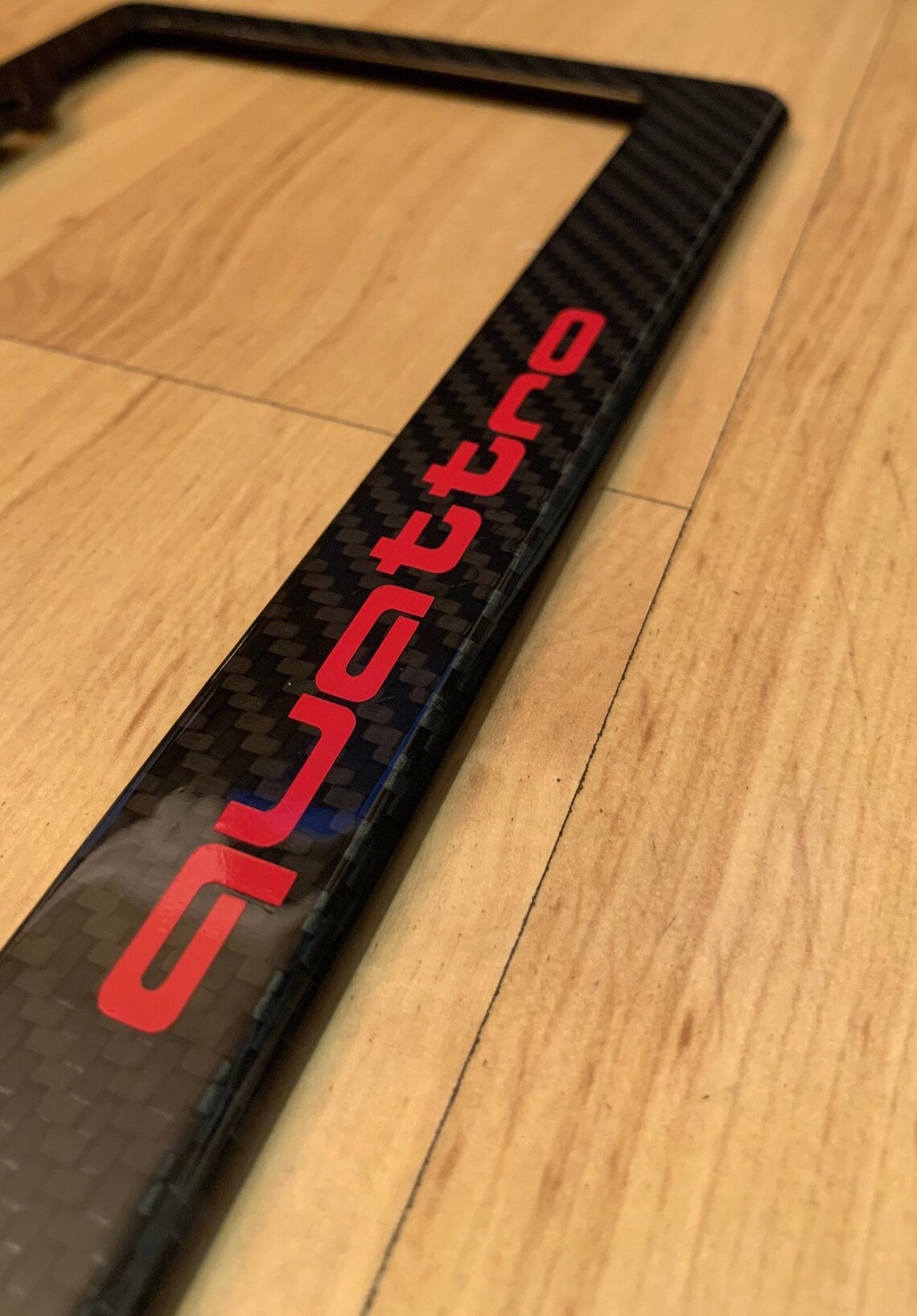 Carbon Fiber License Plate Frame w/ Audi quattro logo | Etsy