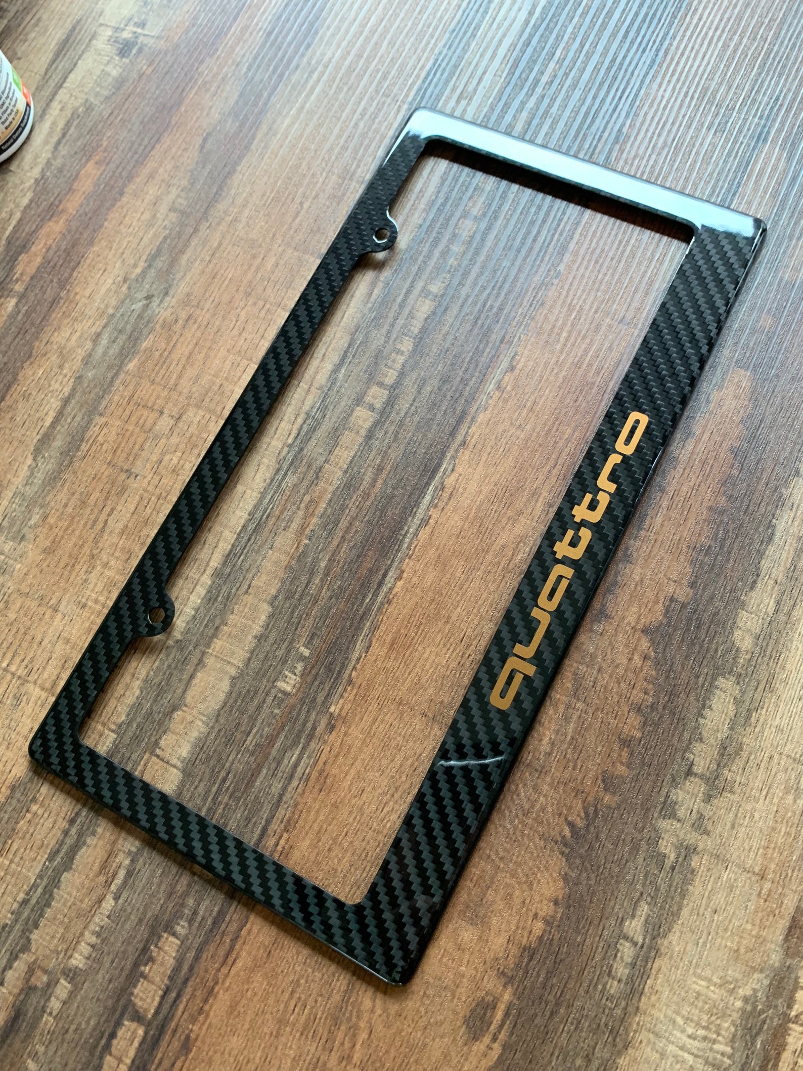 Carbon Fiber License Plate Frame w/ Audi quattro logo Etsy