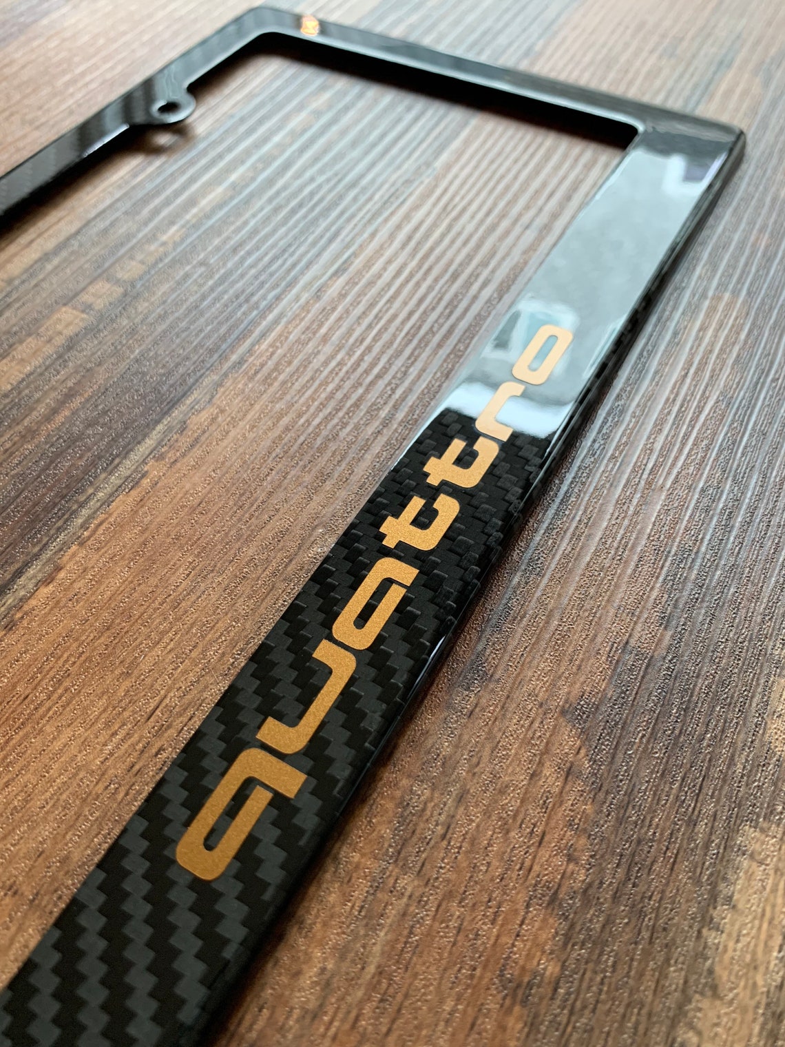 Carbon Fiber License Plate Frame w/ Audi quattro logo Etsy