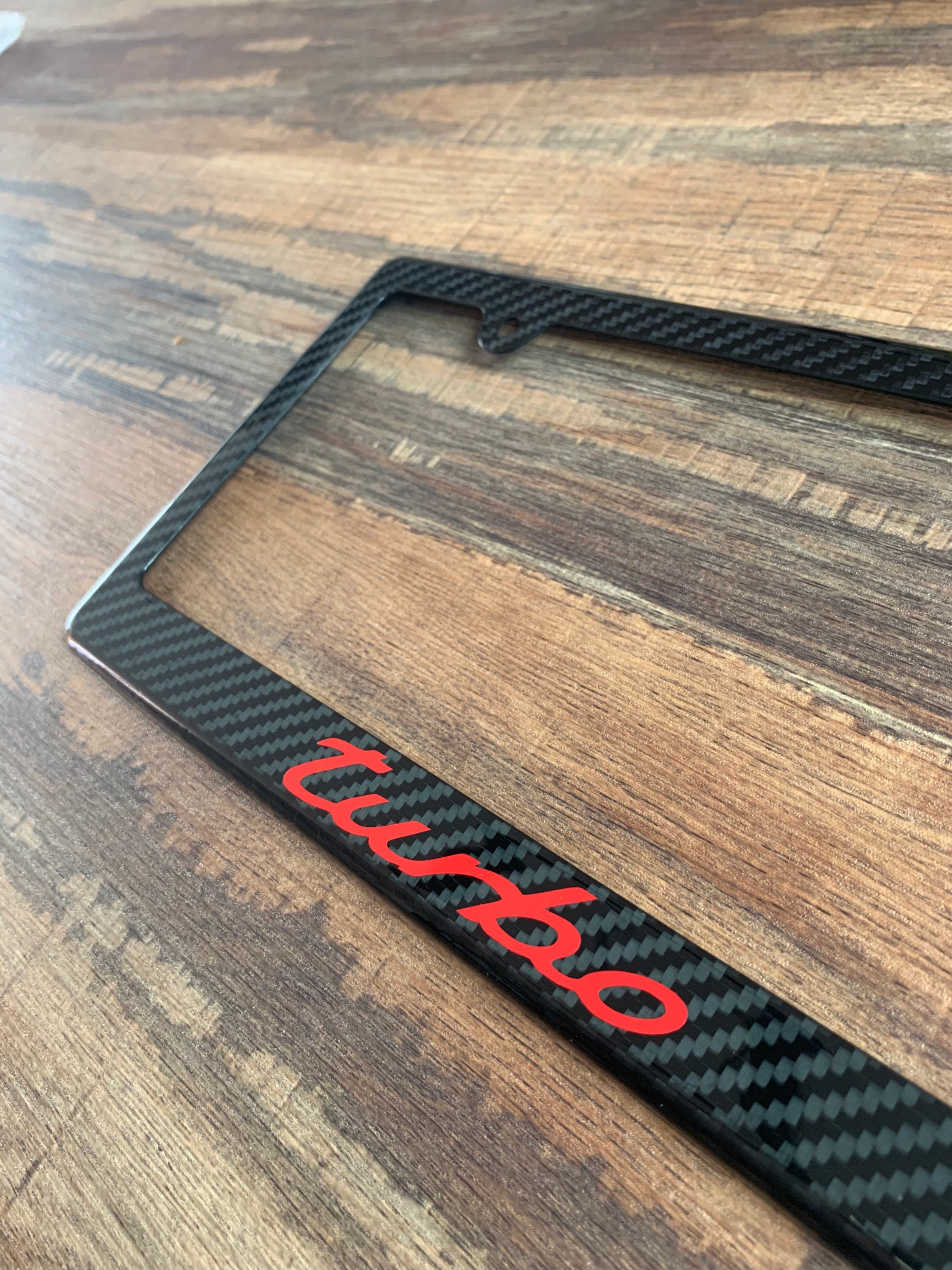 Carbon Fiber License Plate Frame w/ PORSCHE turbo Etsy