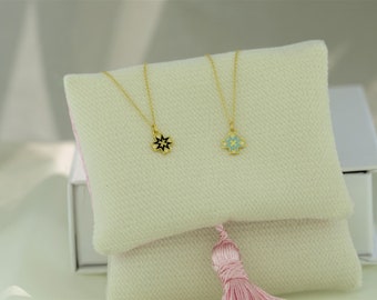 GirlFriend Charm Solid Gold Neclace Pure Yellow Gold Engraved Plate Cross 9K Gold Cross with Enamel Birthday Graduation Gift Under 25