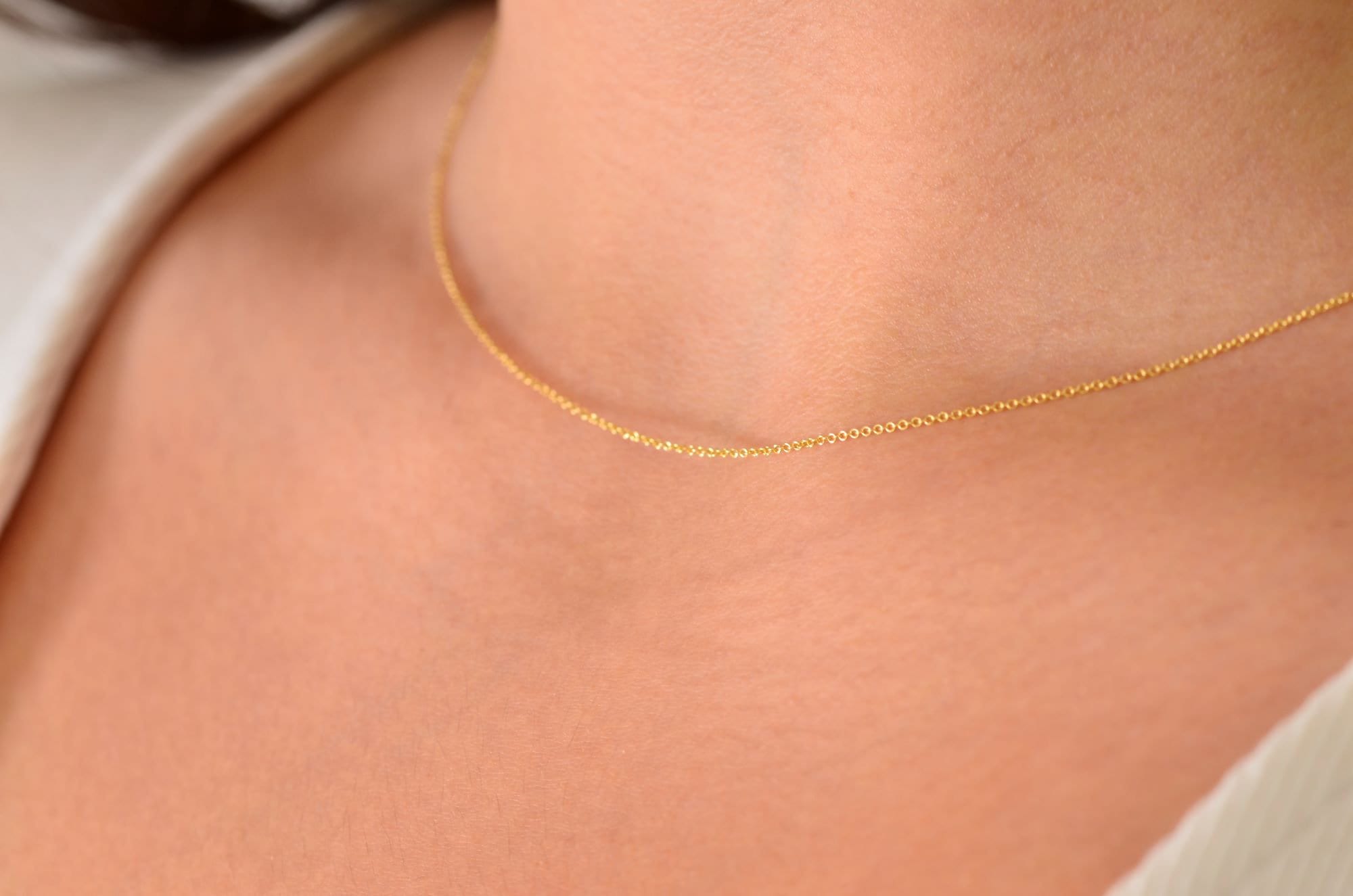 9K Cable Gold Chain Pure Solid Gold Chain 085mm Yellow Gold Etsy