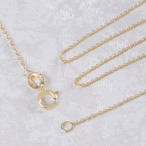 9K Cable Gold Chain, Pure Solid Gold Chain, 0,85mm Yellow Gold Necklace, Solid Gold Necklace, Ladies Tiny Layering Chain, 16&#39;&#39;, 18&#39;&#39;,20&#39;&#39;.