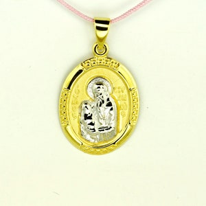 St. Stylianos Pure Gold Pendant, New Born Gold Amulet, 9K Gold, Baby Protection Charm,Christian Greek Brooch Pin, Shower Gift, Filaxto.