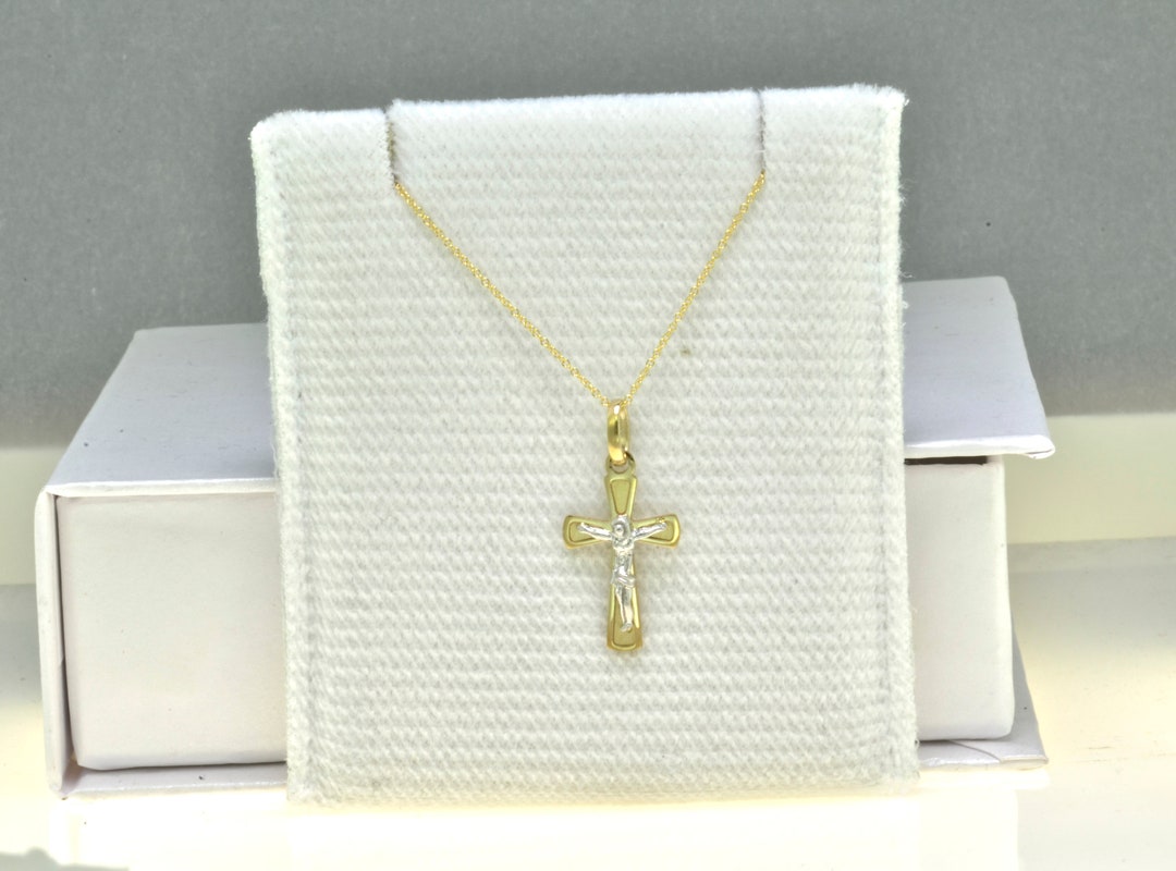 Baptism Cross Necklace / 9K PURE Solid Gold Cross / Orthodox Baptism