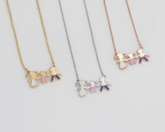 Buy 1 Girl Gold Plated Neclace Mom Dad 1 Girl Family Pendant