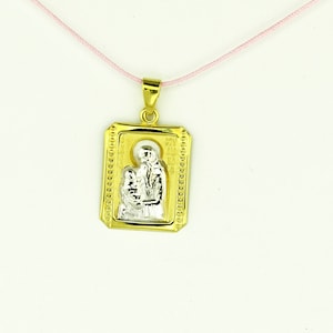 St. Stylianos Pendant ,New Born Gold Amulet, 9K Yellow Solid Gold, Baby Protection Charm,Christian Greek Brooch Pin, Shower Gift, Filaxto.