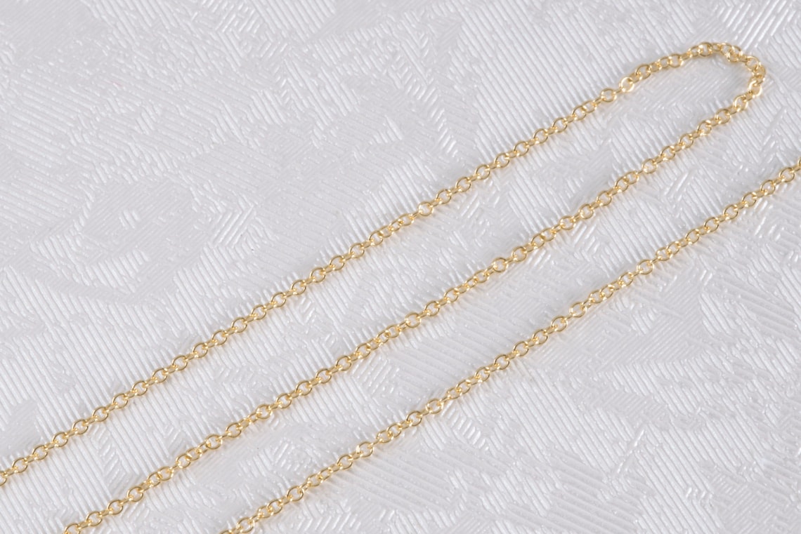 9K Cable Gold Chain, Pure Solid Gold Chain, 0,85mm Yellow Gold Necklace ...