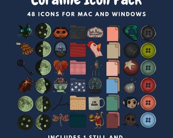 Coraline Desktop Icons & Wallpapers Bundle (Mac and Windows) Instant Download