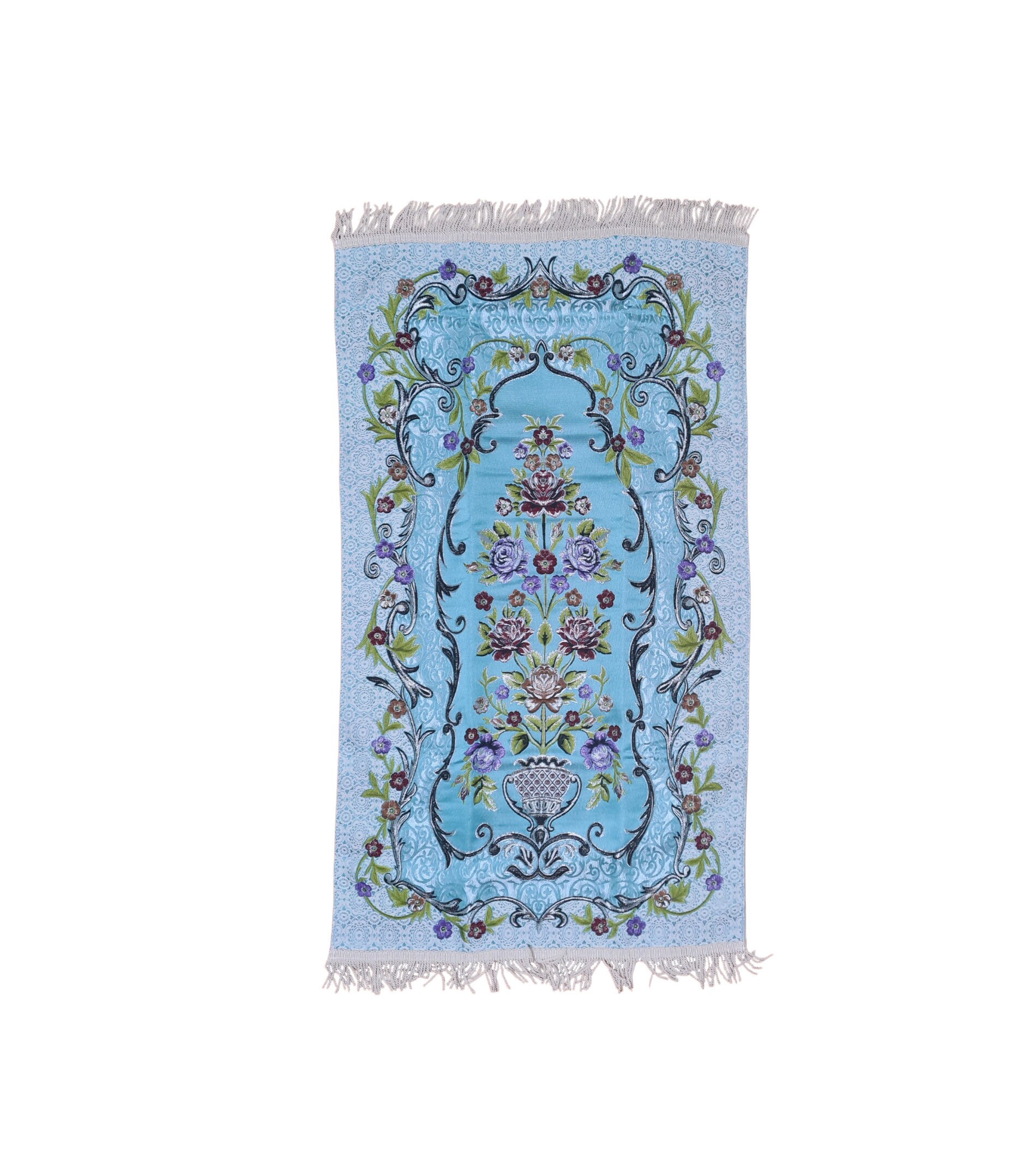 Embroidered Prayer Mat Beautiful Bright Turquoise Floral Etsy