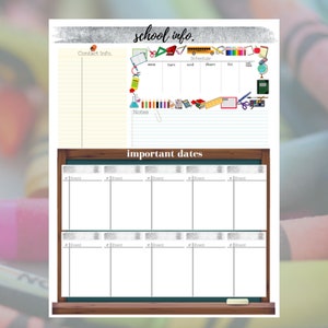 Printable Elementary School Organizer/ Schedule/ Command Centre ...