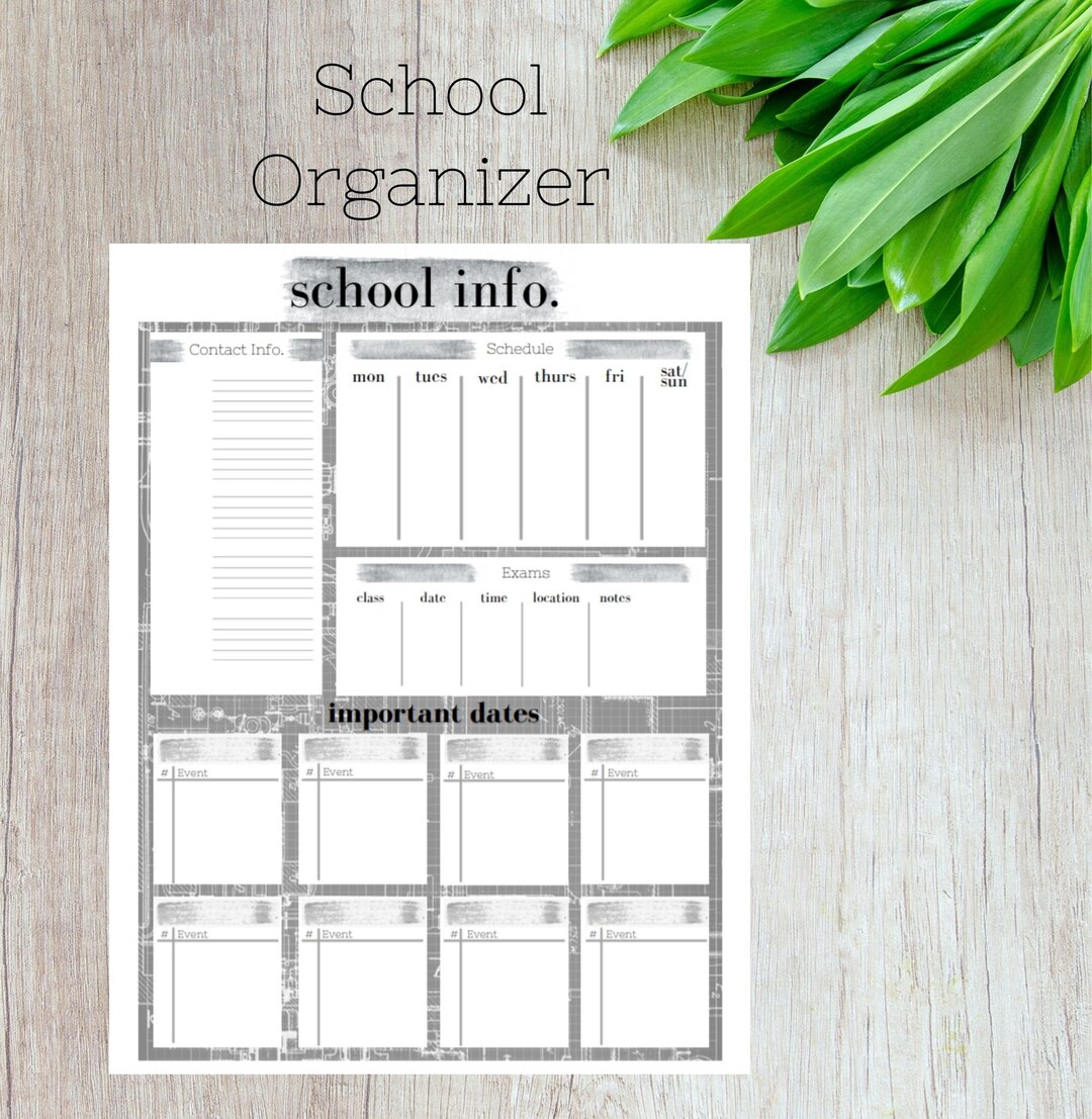 Printable School Organizer/ Semester Printable/ School Information ...