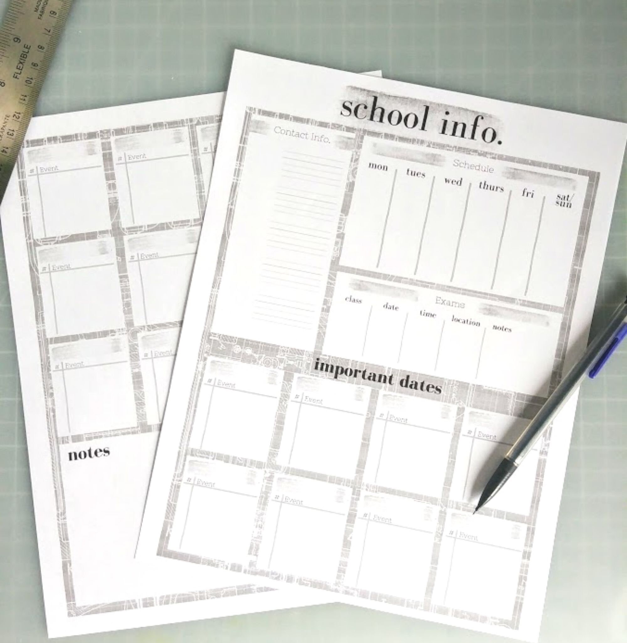 Printable School Organizer/ Semester Printable/ School Information ...