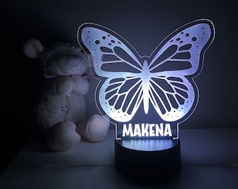 Animal Night Light with butterfly handmade from ceramic and plugin for night use 