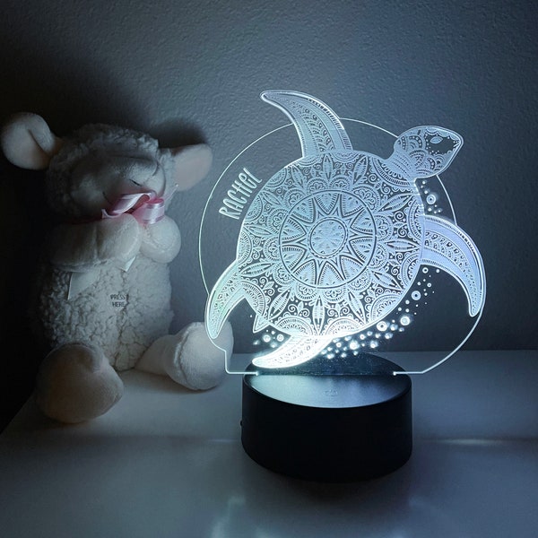 Personalized Sea Turtle Night Light, Sea Turtle Decor, Sea Turtle Art