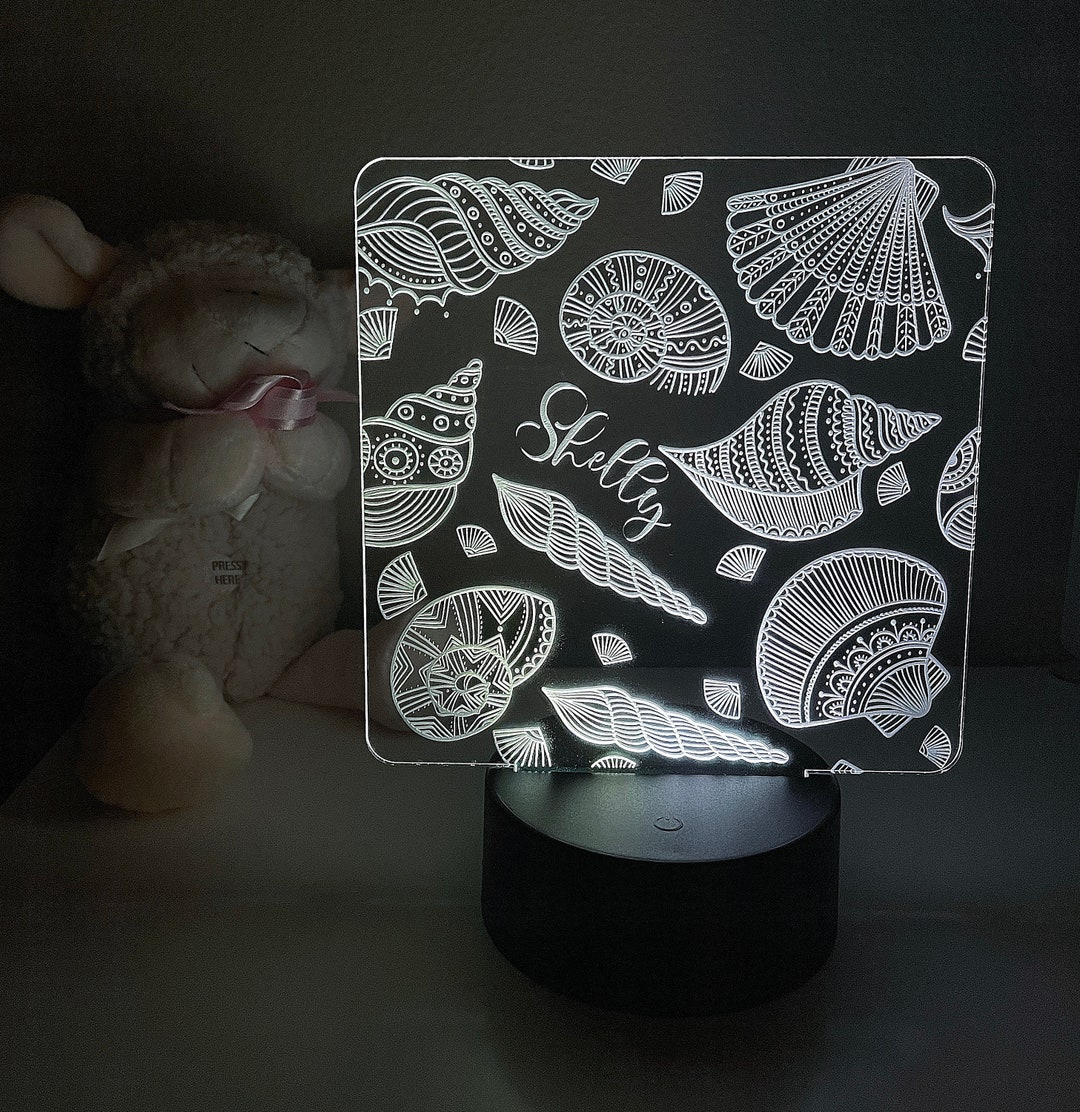 Personalized Sea Shell Night Light, Beach Decor, Sea Shell Decor Etsy