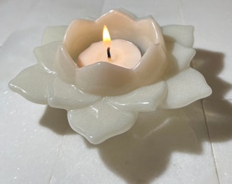 1 Pearl White Lotus Flower Tealight Candles Holders