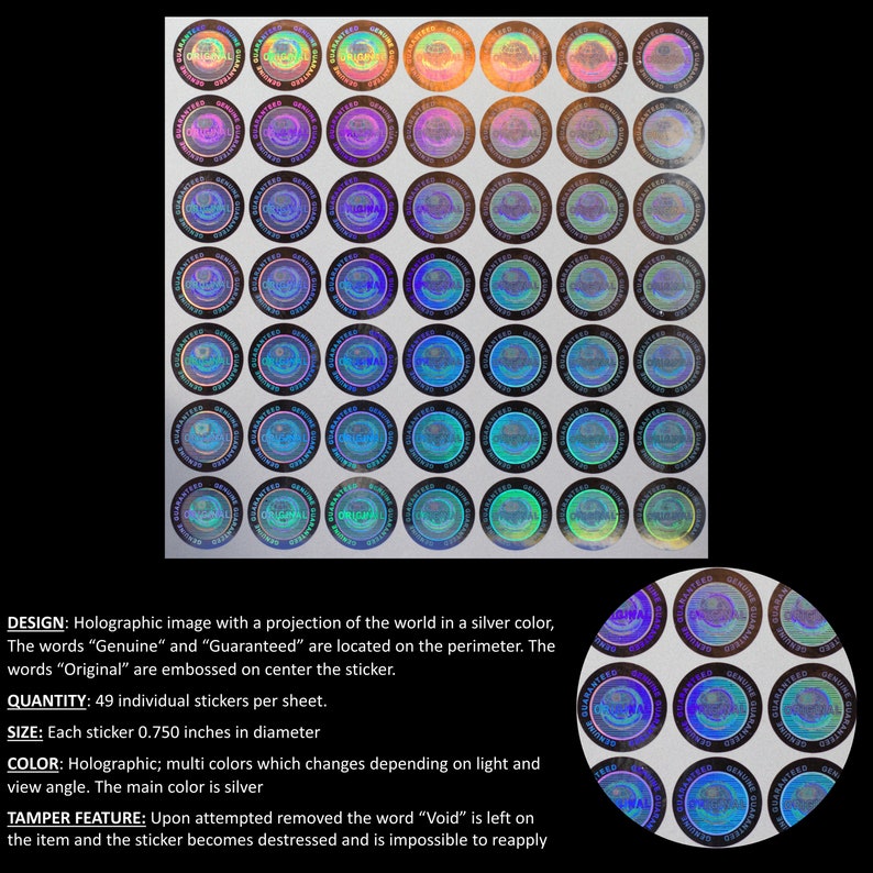 Genuine Guaranteed and Original Tamper Proof Security Stickers Labels ...