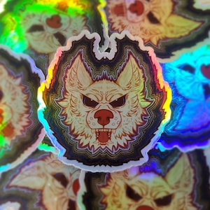 Holographic Trippy Dog Sticker