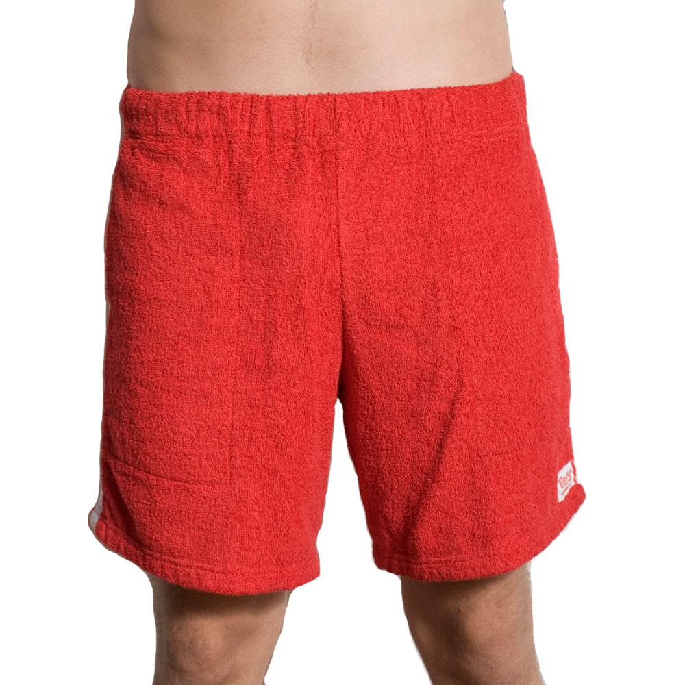 Towel Shorts Long Style 100 Cotton Terry towelling Red Etsy