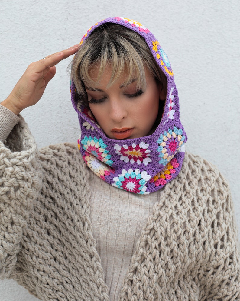 Purple Granny Square Balaclava Hat Crochet Balaclava Gift - Etsy