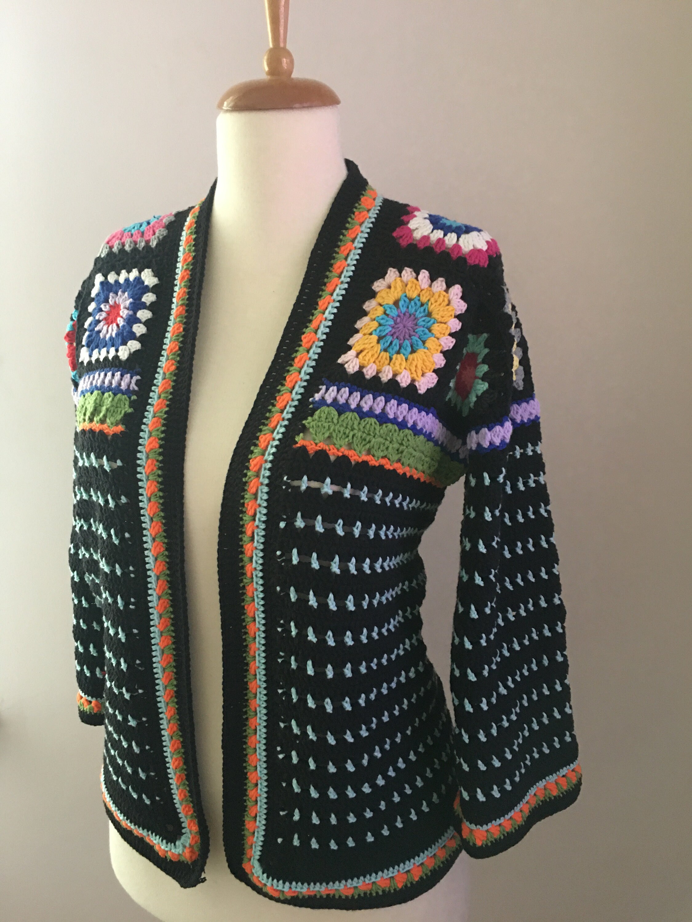 Small Size Black Granny Square Crochet 