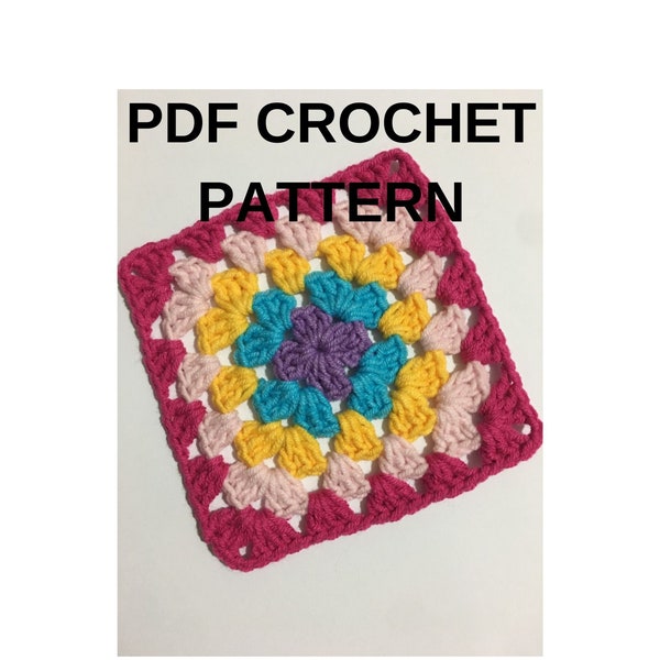 Granny Square Crochet Pattern, Classic granny square crochet pattern, PDF Pattern for beginners, Easy Pattern Granny Square Motif, Granny