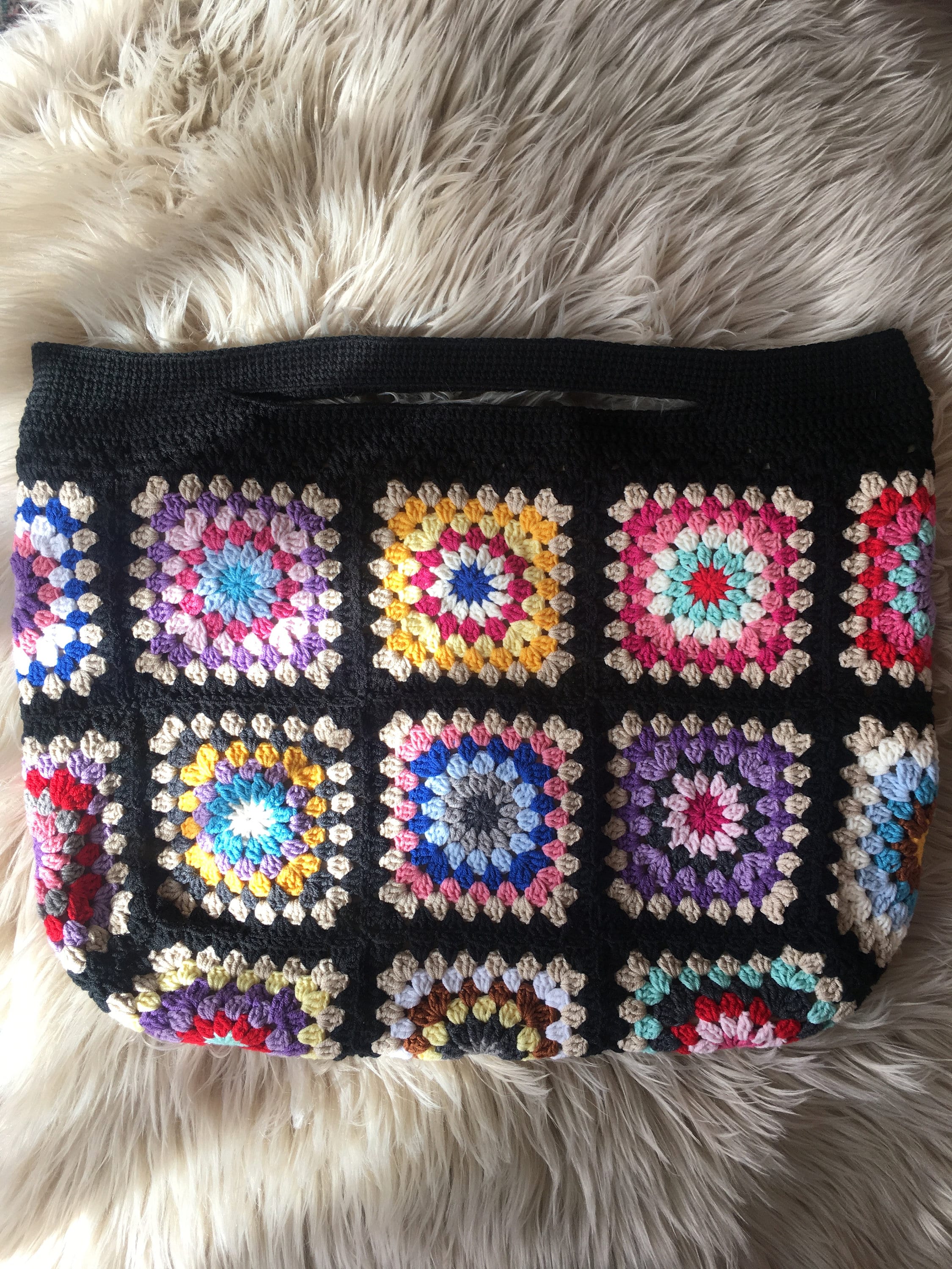 Crochet Bag Granny Square Bag Beach Bag Crochet Tote Bag | Etsy